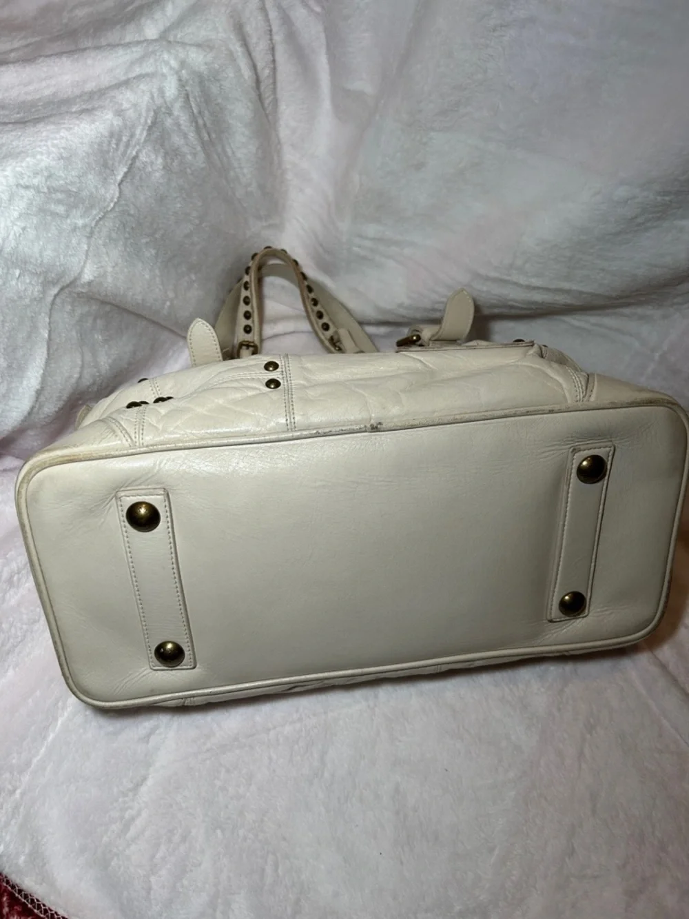 394. Louis Vuitton Lambskin Ivory Riveting Bag, limited edition w/COA